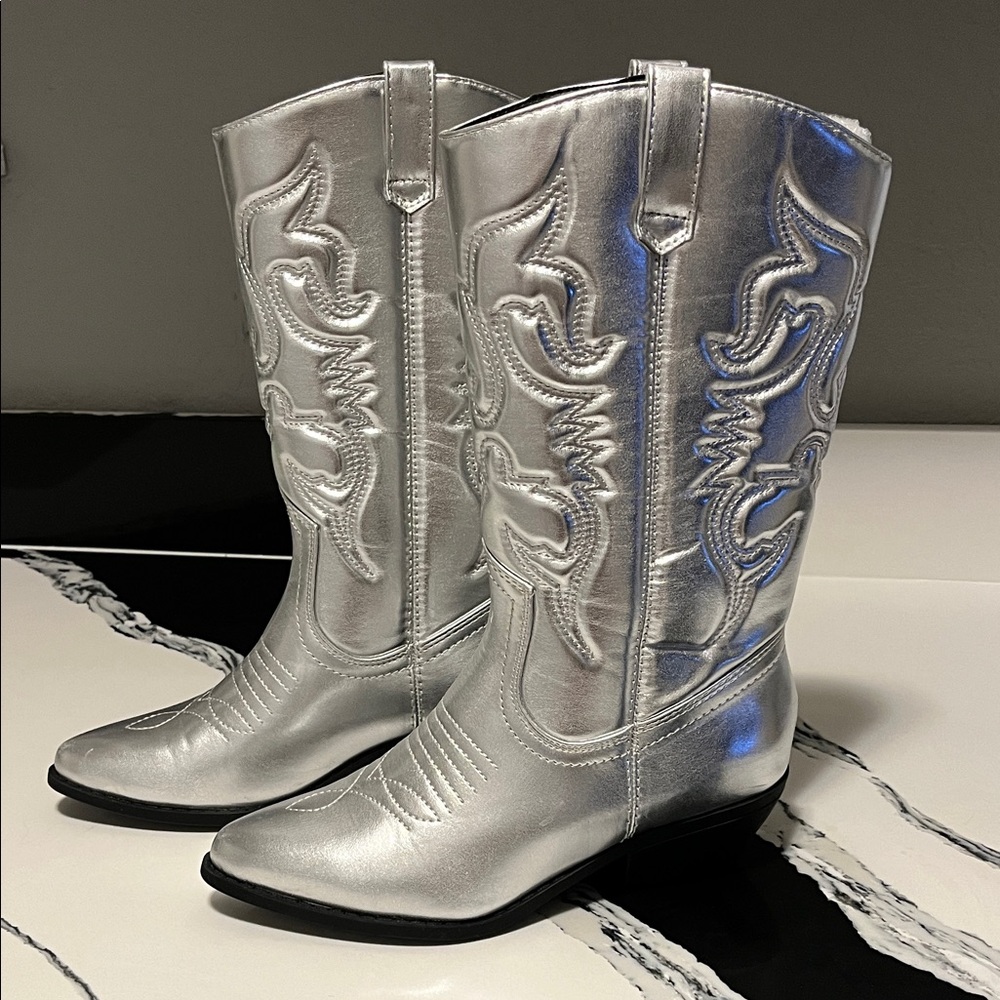 Silver Western-Style Women's Boots